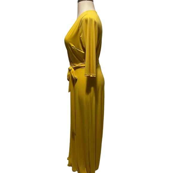 Janette Plus Size 1X Yellow Jersey Maxi Dress - Picture 3 of 7